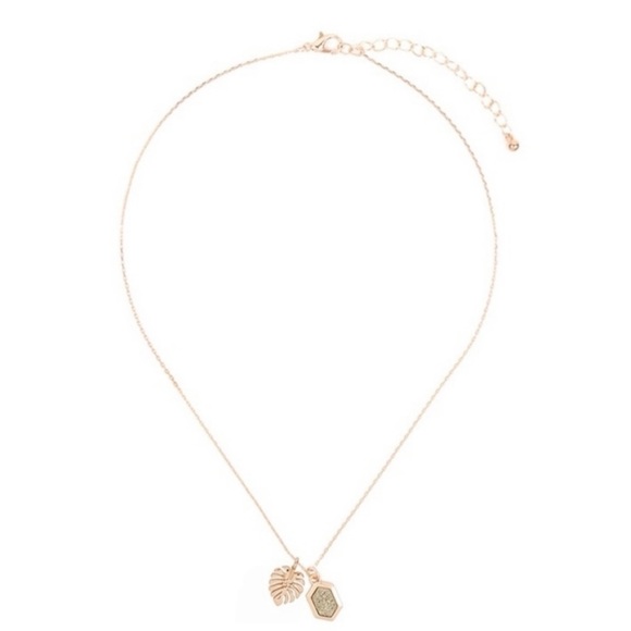 Druzy Hexagon Double Pendant Necklace. NWT. - Picture 2 of 9